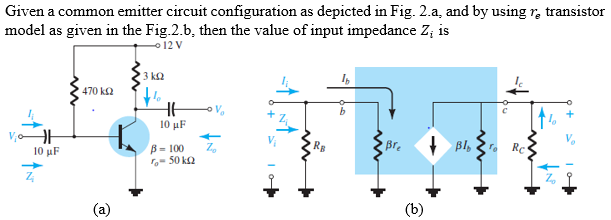Given A Common Emitter Circuit Configuration As Depicted In Fig 2 A And By Using Re Transistor Model As Given In The F 1