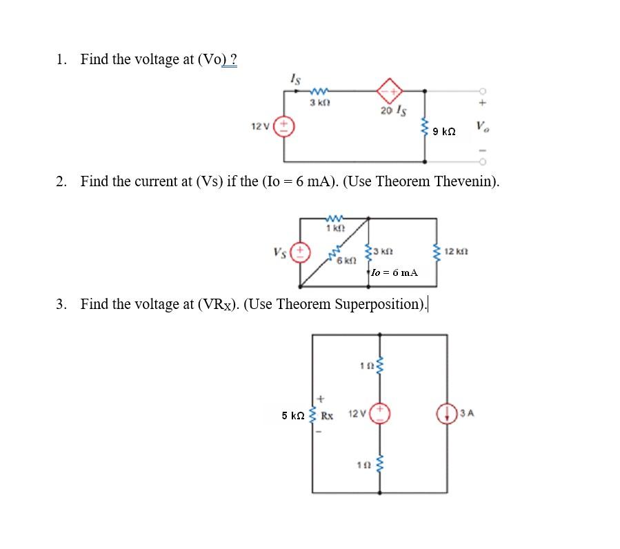 Find The Voltage Using Theorem Thevenin And Superposition 1