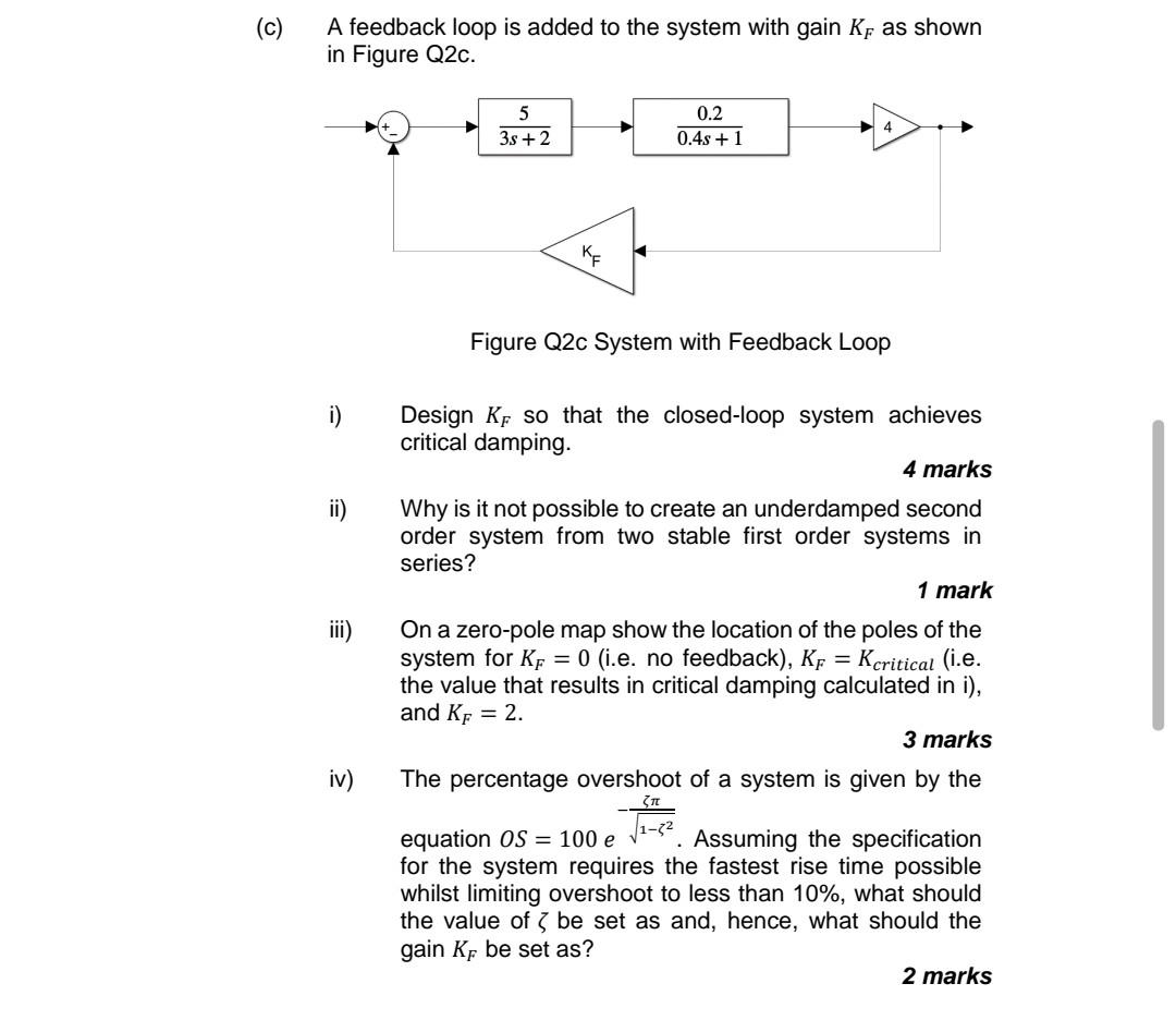 C A Feedback Loop Is Added To The System With Gain Ki As Shown In Figure Q2c 5 3s 2 0 2 0 45 1 4 Ke Figure Q2c Sys 1