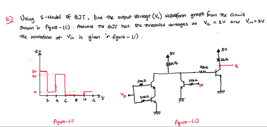 C Using S Model Of Bjt Find The Output Voltage V Wareform Graph From The Circuit Shown In Figure Cii Assume T 1