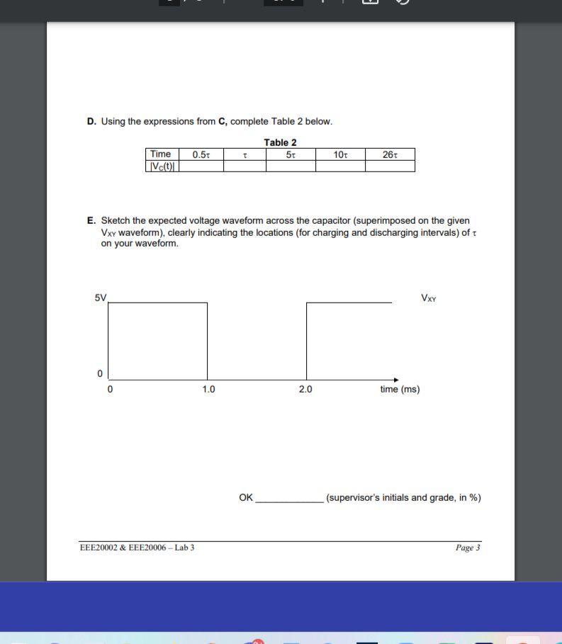 Ebbz0002 Pee20006 Laboratory 3 Transient And Frequency Responses Of Rc Circuits 1 Student Name 2 Student Name 3 Stud 3