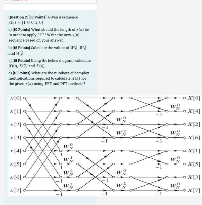 Question 2 50 Points Given A Sequence X N 1 0 0 2 0 A 10 Points What Should The Length Of X N Be In Order To 1