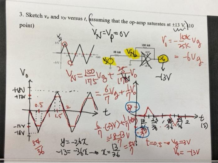 Point 3 Sketch Vo And Vw Versus 1 6ssuming That The Op Amp Saturates At 13 7 V Vp Or Look Bug Mo V Isk Aug 150 L 1