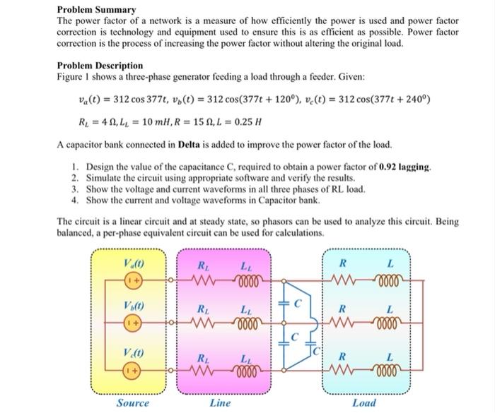 Problem Summary The Power Factor Of A Network Is A Measure Of How Efficiently The Power Is Used And Power Factor Correct 1