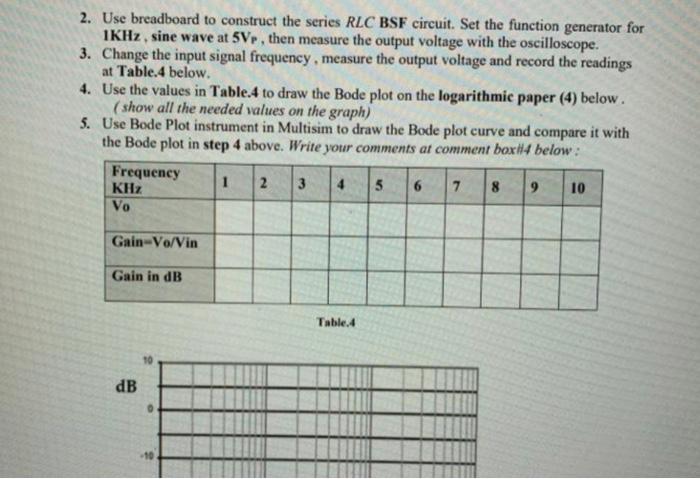 Iv Bsf Band Stop Filter 1 Design Scries Rlc Bsf With Q 10 And F Skle Assume R Ik Calculate And Draw The Circuit In 2