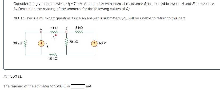 Consider The Given Circuit Where 11 7 Ma An Ammeter With Internal Resistance R Is Inserted Between A And B To Measur 1