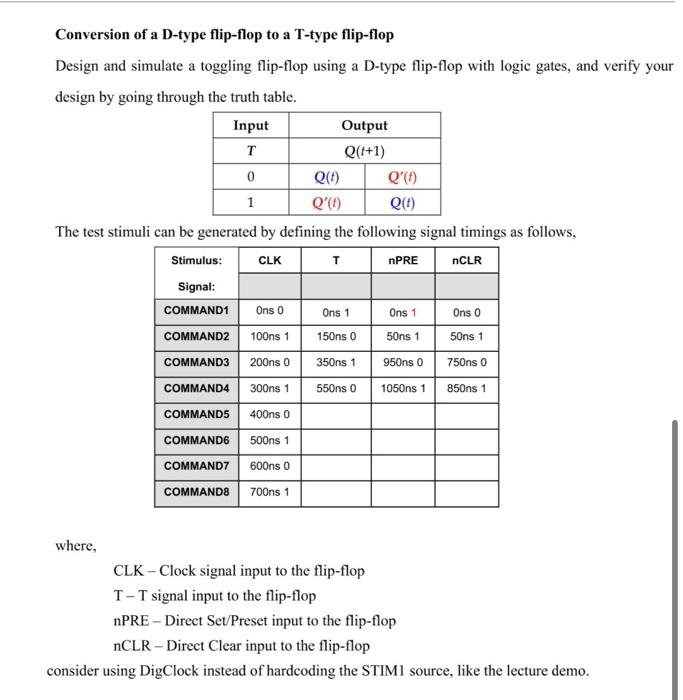 T Conversion Of A D Type Flip Flop To A T Type Flip Flop Design And Simulate A Toggling Flip Flop Using A D Type Flip Fl 1