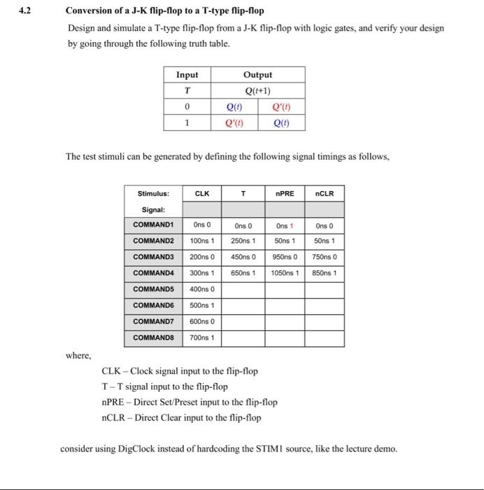 4 2 Conversion Of A J K Flip Flop To A T Type Flip Flop Design And Simulate A T Type Flip Flop From A J K Flip Flop With 1