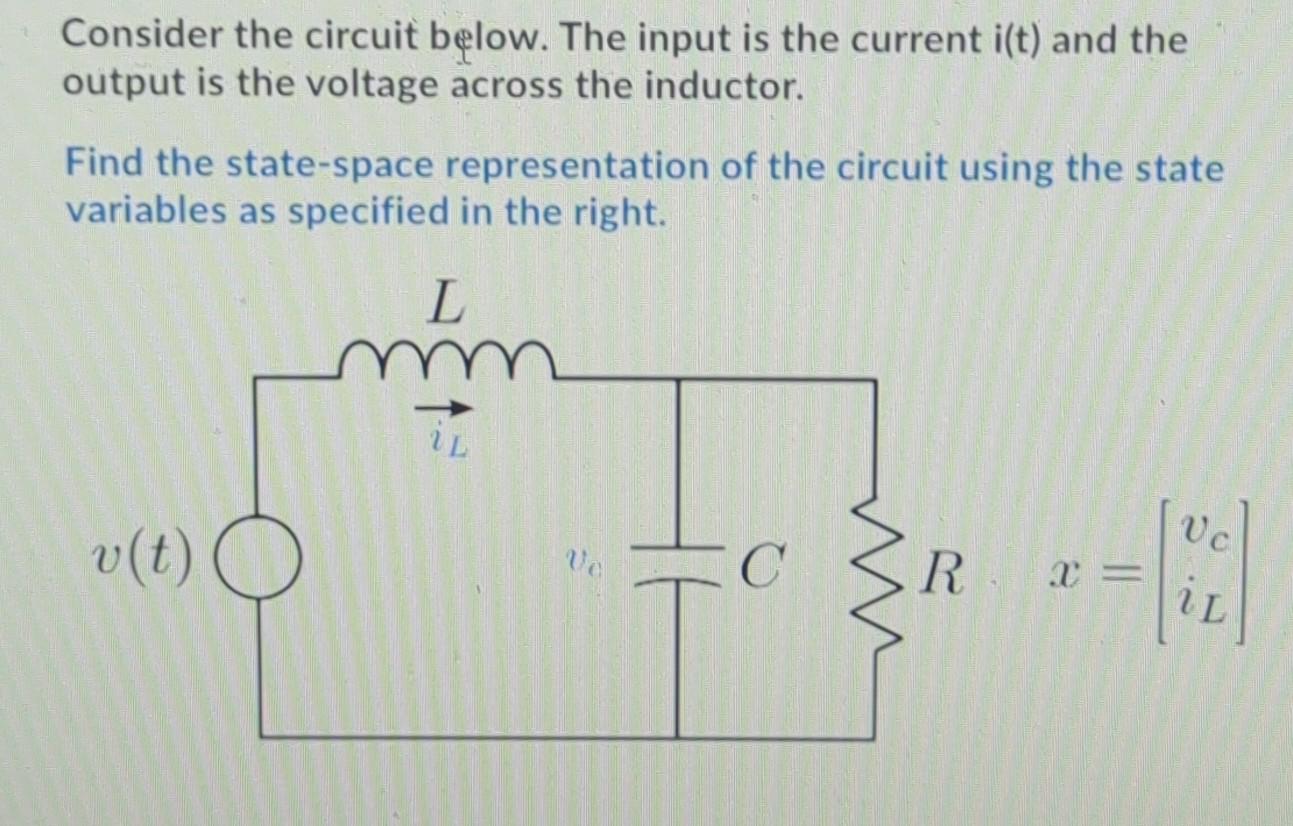 Consider The Circuit Below The Input Is The Current Ist And The Output Is The Voltage Across The Inductor Find The St 1