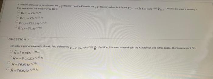 A Uniform Plane Wave Traveling On The Doction Has The Best In The Direction Aloit Toch Found On Costuri Comiter We Tre 1