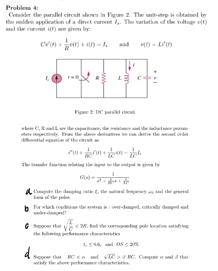 Problem 4 Consider The Parallel Circuit Shown In Figure 2 The Unit Step Is Obtained By The Sudden Application Of A Dir 1