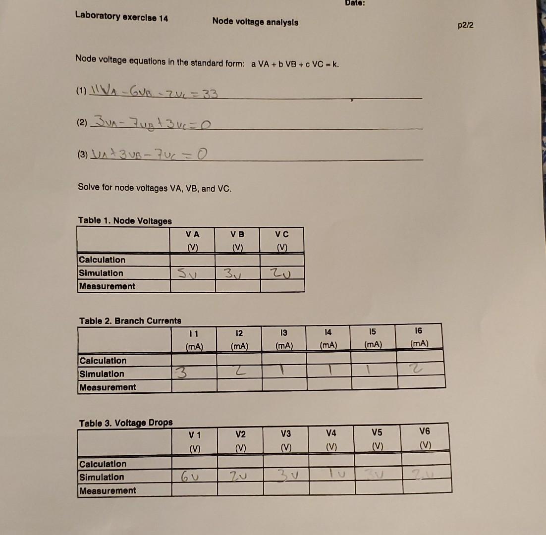 Laboratory Exercise 14 Node Voltage Analysis P1 2 Purpose To Enhance Student Skill In Algebraic Circuit Analysis Comput 2