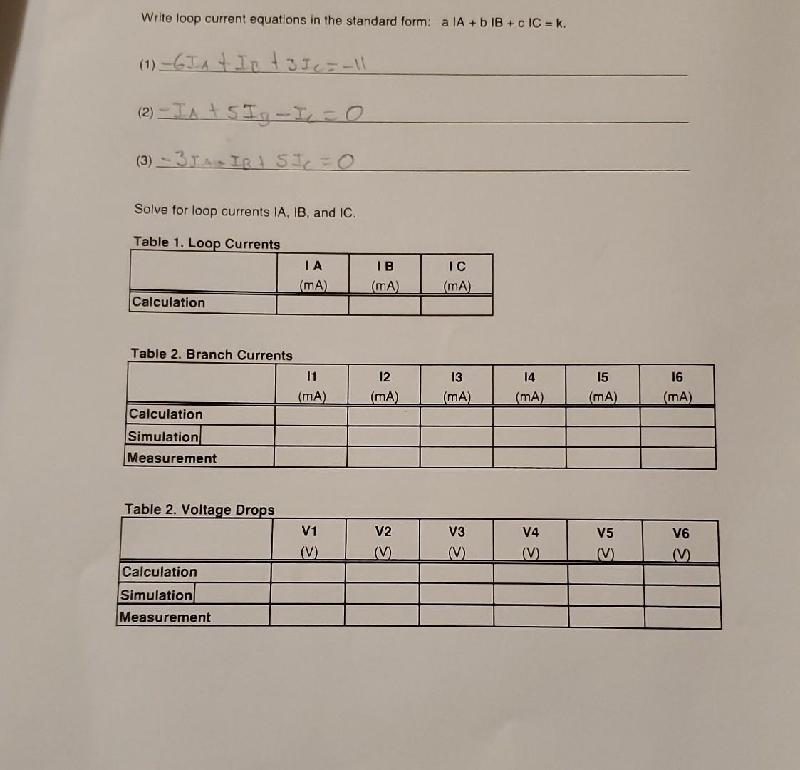 P1 2 Laboratory Oxercise 13 Loop Current Analysis Purpose To Enhance Student Skill In Algebraic Circuit Analysis Comput 2