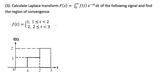 3 Calculate Laplace Transform F S Sof T E St Dt Of The Following Signal And Find The Region Of Convergence F T 1
