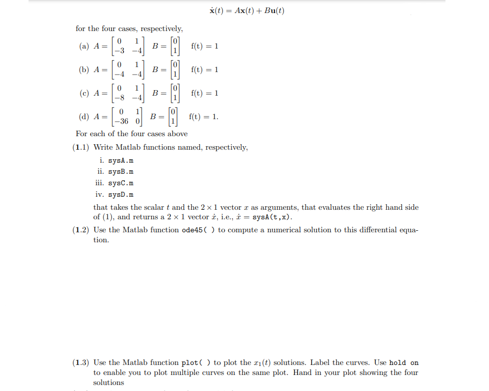 X T Ax T Bu T For The Four Cases Respectively A A B 3 4 F T 1 1 B A 0 4 B F T 1 4 C A 0 1 1