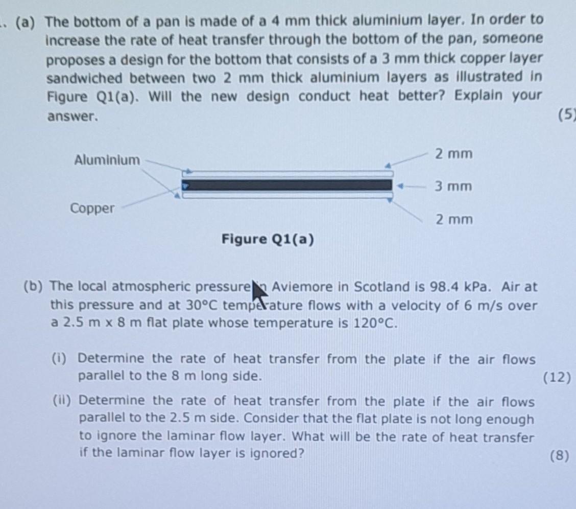 A The Bottom Of A Pan Is Made Of A 4 Mm Thick Aluminium Layer In Order To Increase The Rate Of Heat Transfer Throu 1