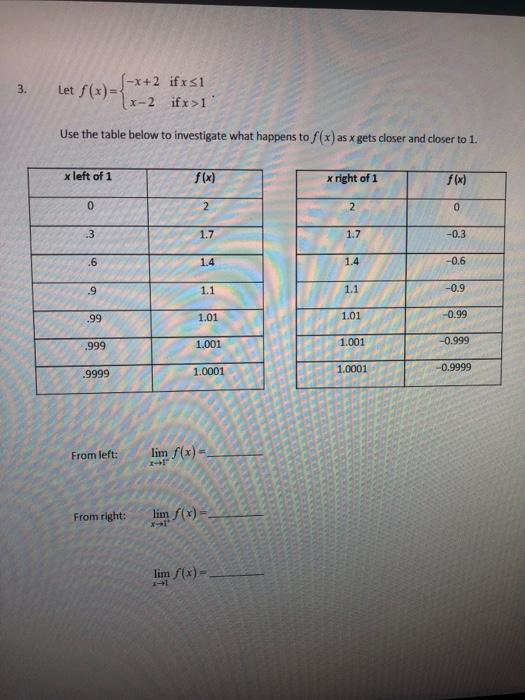 2 Let Note That X 1 Is Not In The Domain Off Since X 1 Would Make The Denominator Equal To Zero Use The Table Below 2