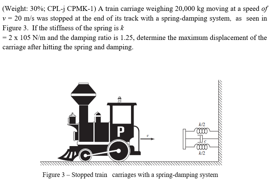 Weight 30 Cpl J Cpmk 1 A Train Carriage Weighing 20 000 Kg Moving At A Speed Of V 20 M S Was Stopped At The End O 1