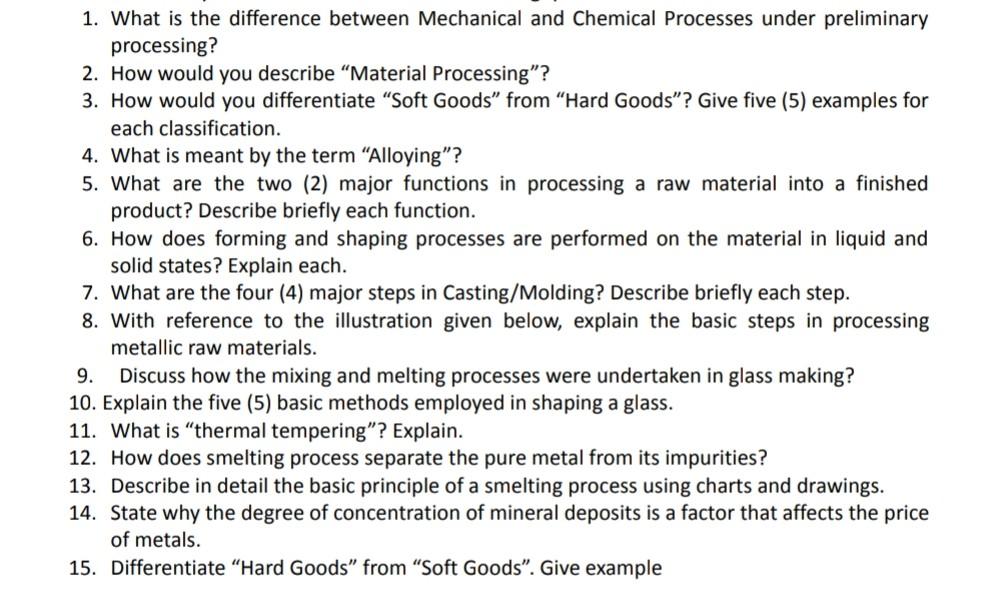 1 What Is The Difference Between Mechanical And Chemical Processes Under Preliminary Processing 2 How Would You Descr 1
