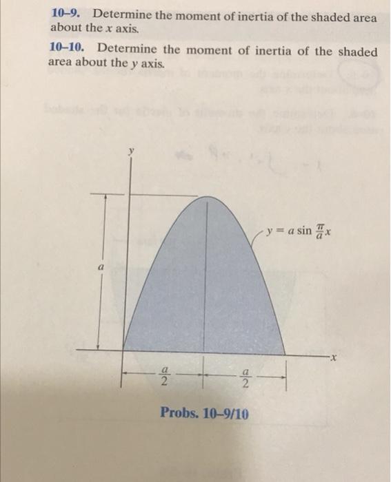 10 9 Determine The Moment Of Inertia Of The Shaded Area About The X Axis 10 10 Determine The Moment Of Inertia Of T 1