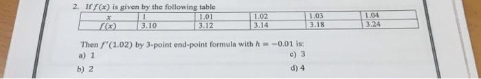 2 If F X Is Given By The Following Table 1 1 01 3 3 10 3 12 20 1 02 3 14 1 03 3 18 1 04 3 24 Then 1 02 By 3 Poin 1