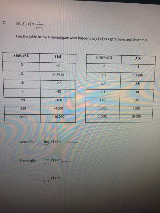 2 Let Note That X 1 Is Not In The Domain Off Since X 1 Would Make The Denominator Equal To Zero Use The Table Below 6