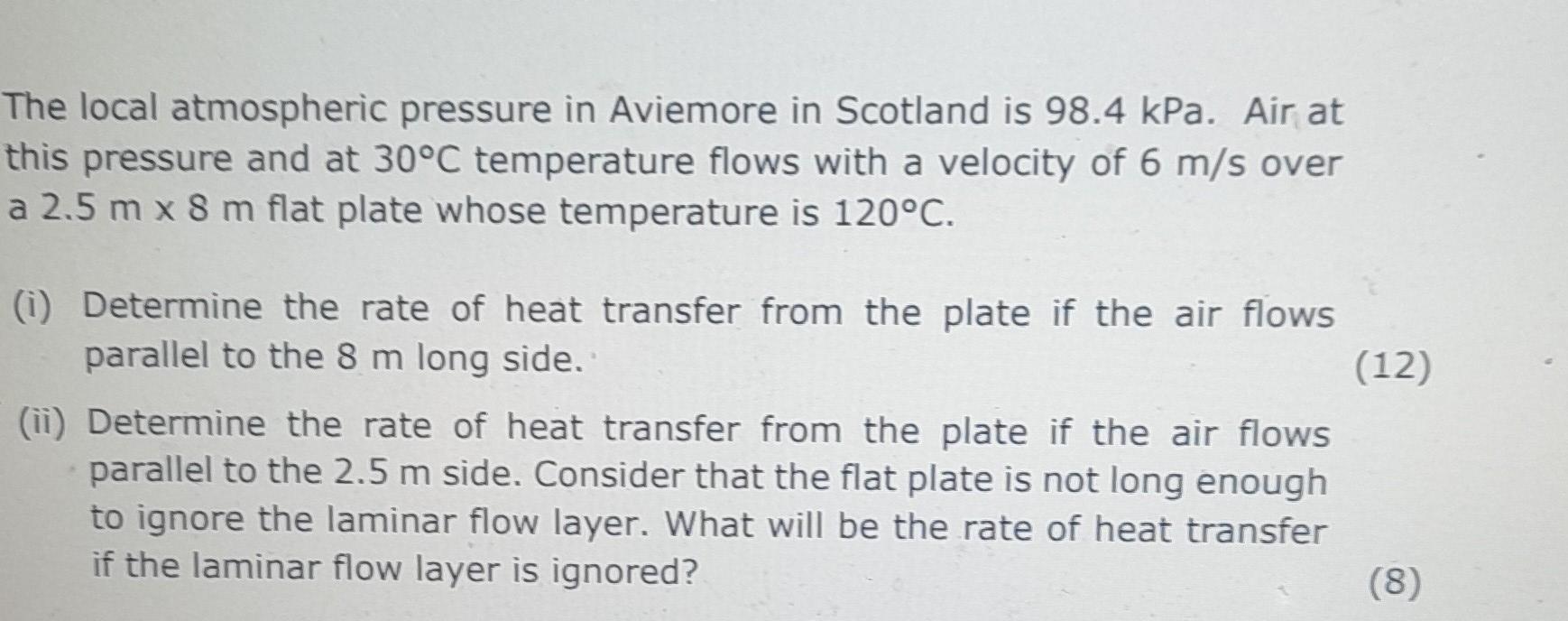 The Local Atmospheric Pressure In Aviemore In Scotland Is 98 4 Kpa Air At This Pressure And At 30 C Temperature Flows W 1