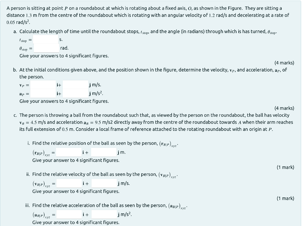 S A Person Is Sitting At Point P On A Roundabout At Which Is Rotating About A Fixed Axis O As Shown In The Figure Th 1