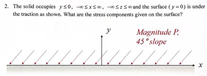 2 The Solid Occupies Y So 5x500 Szs And The Surface Y 0 Is Under The Traction As Shown What Are The Stress 1