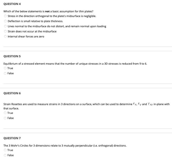 Question 1 Choose The Statement Below About Principal Planes Of A Stressed Element That Is The Most Correct Principal P 2