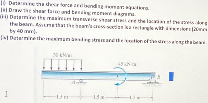 I Determine The Shear Force And Bending Moment Equations Ii Draw The Shear Force And Bending Moment Diagrams Iii 1