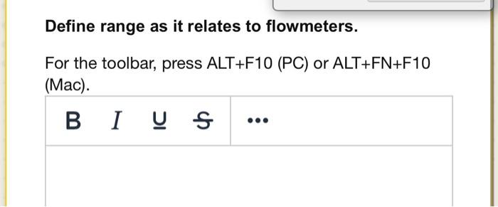 Define Range As It Relates To Flowmeters For The Toolhar Nrass Alt F10 Pc Or Aitlenle10 Define Range As It Relates T 2