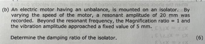 Ola Obat Choads Bore Ort Har B An Electric Motor Having An Unbalance Is Mounted On An Isolator By Varying The Speed 1