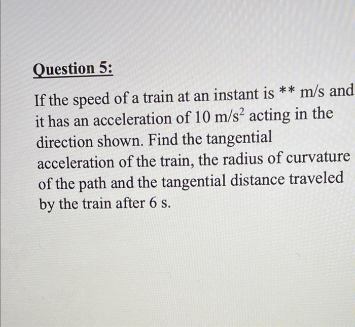 Question 5 If The Speed Of A Train At An Instant Is M S And It Has An Acceleration Of 10 M S2 Acting In The Directio 1