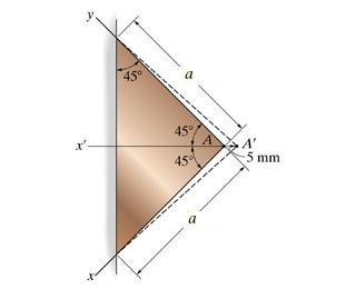 The Triangular Plate Is Fixed At Its Base And Its Apex A Is Given A Horizontal Displacement Of 5 Mm Suppose That A 7 1