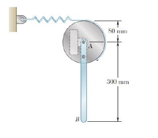 A 3 Kg Light Bar Ab Is Bolted To A 5 Kg Uniform Disk A Spring Of Constant Equal To 280 N M Is Connected To The Disc And 1
