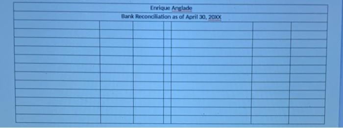 9 Reconcile The Bank Statement For Enrique With His Check Register Using The Form Below Record All Transactions That A 2