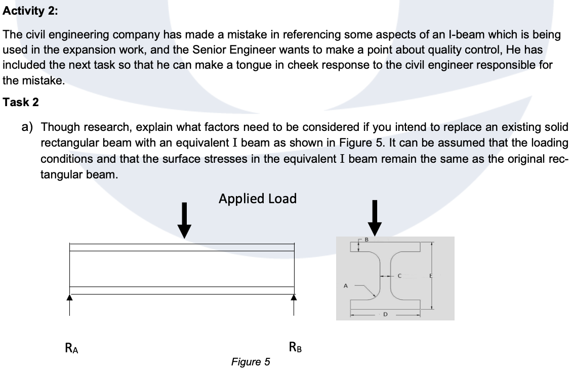 Activity 2 The Civil Engineering Company Has Made A Mistake In Referencing Some Aspects Of An L Beam Which Is Being Use 1