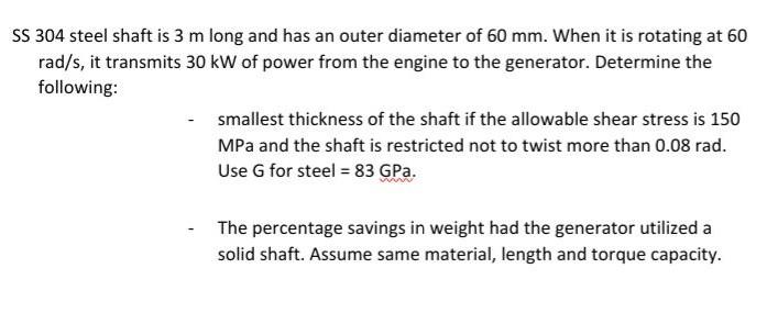 The Shaft Is Made From A Solid Steel Section At Ab And A Tubular Portion Made Of Steel And Having A Brass Core If It Is 2