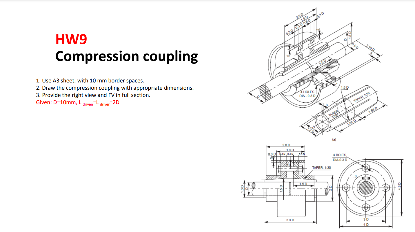 26d 1 8 D 03d 030 Osd 0 60 2 15d Hw9 Compression Coupling 6150 1 5d 1 Use A3 Sheet With 10 Mm Border Spaces 2 Draw T 1