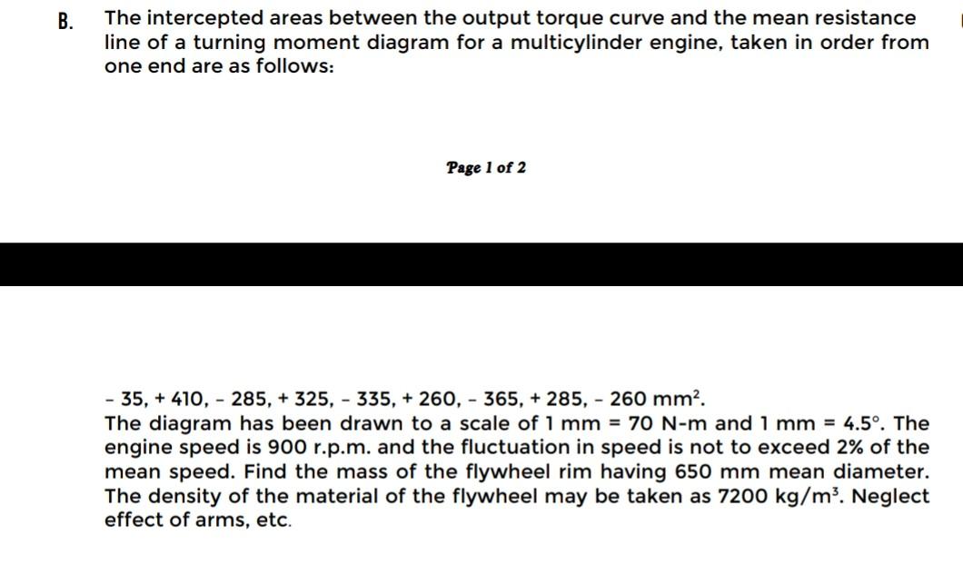 B The Intercepted Areas Between The Output Torque Curve And The Mean Resistance Line Of A Turning Moment Diagram For A 1