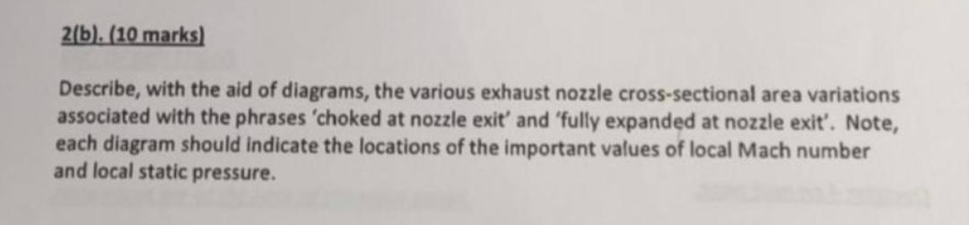 2 B 10 Marks Describe With The Aid Of Diagrams The Various Exhaust Nozzle Cross Sectional Area Variations Associat 1