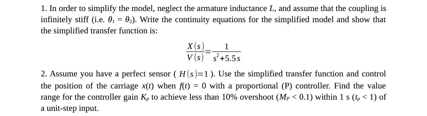 Project Problem O O O O O This Project Is About Modeling And Control Of The System Described Below Consists Of Multipl 2