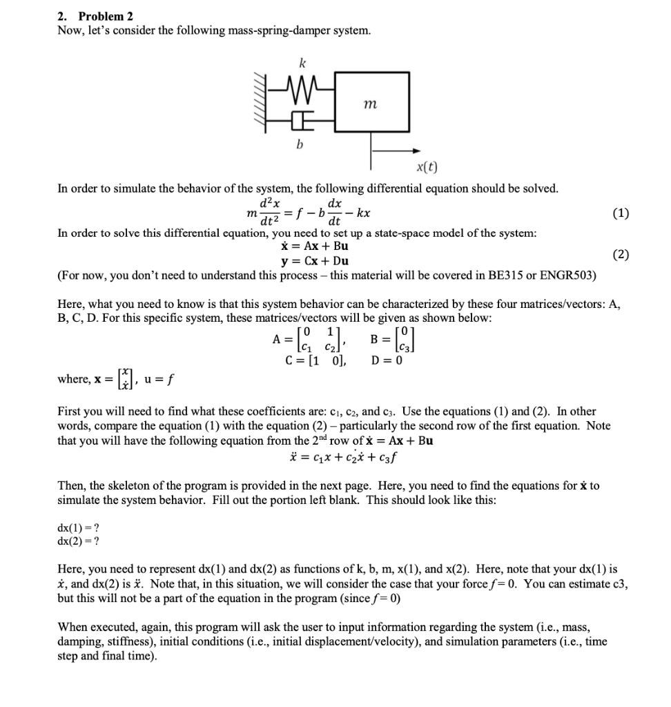 11111111111111111111111111111111111111111111111 Use Your Own Parameters Of Your Choice Mass Damping Stiffness The M 1