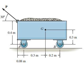 A Force Of P 320 N Is Applied To The 80 Kg Cart The Mass Center Of The Cart Is At G Figure 1 Determine The Reactio 1