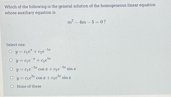 Reduction Of Order Can Be Applied With Yi E24 To Find The Second Solution Y2 For Which Of The Following Differential E 2