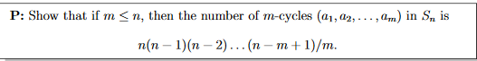 P Show That If M N Then The Number Of M Cycles 21 02 In Sy Is N N 1 N 2 N M 1 M 1