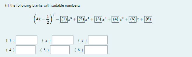 Fill The Following Blanks With Suitable Numbers 13 264 4 2 5 10 X 6 1 2 3 4 1