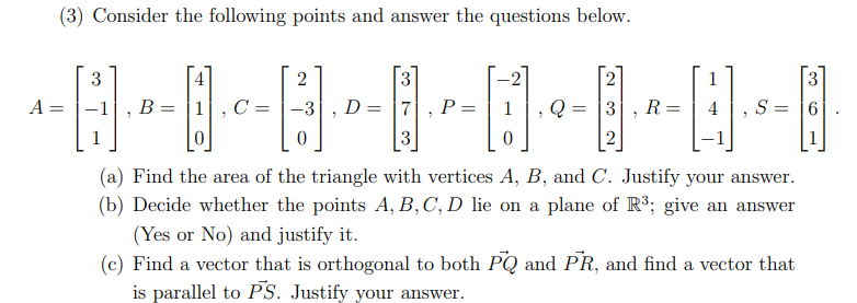 3 Consider The Following Points And Answer The Questions Below 3 2 1 A 2 3 C 3 3 D 7 3 P I B 1 0 Re S 0 0 2 1