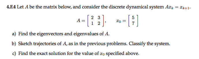 4 F 4 Let A Be The Matrix Below And Consider The Discrete Dynamical System A Ik K 1 5 A A 1 I 2 3 2 A 1